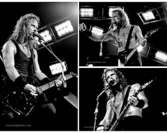 Impresiones metálicas mate de 3 5x7 de la gira de Metallica en la década de 1990 / Fotos de Metallica / James Hetfield de Metallica / Regalos para amantes de la música.