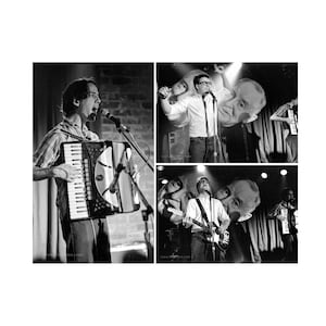 3 Metallic 5x7 Photos of They Might Be Giants - Vintage Late 1980s Live Concert Prints / John Flansburgh and John Linnell art