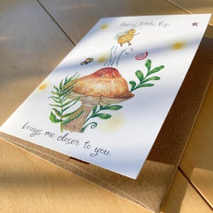 Amour | Illustration aquarelle | Art fait main | millésime | Ambiance estivale| Vœux | Papeterie artisanale| carte personnalisée | Champignon | Abeille