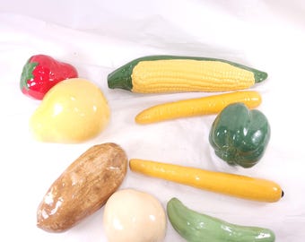Groenten Fruit Keramiek Vtg Maïs Wortelen Peper Aardbei Peer Aardappel Komkommer