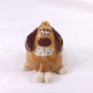 Douglas Russ Berrie Black Brown Dog Rottweiler Ceramic Figurine Vintage