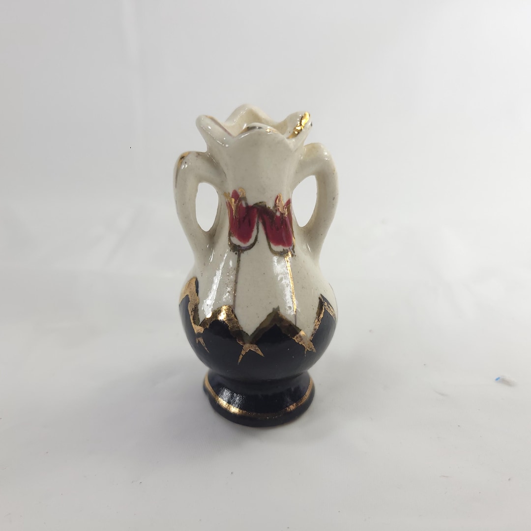 Vintage Miniature Bud Vase Gold Accent Floral Porcelain Hand Painted - Etsy