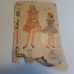 Simplicity 2514 Girls One Piece Dress Size 7 Pattern Cut