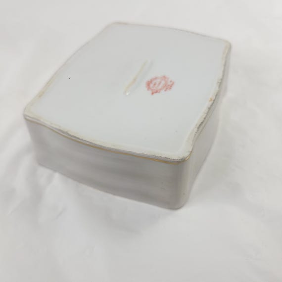 Vtg Shofu China Trinket Box Courting Scene Porcelain Vanity Jewelry Box Japan View 3