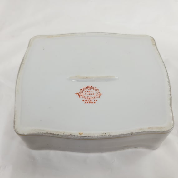 Vtg Shofu China Trinket Box Courting Scene Porcelain Vanity Jewelry Box Japan View 4