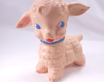 Edward Mobley Light Pink Lamb Squeak Rubber Toy Vintage Kitsch 1958 Arrow Rubber
