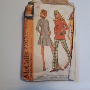 McCalls 2203 Jr Misses Dress Size 14 Bust 36 Pattern Cut