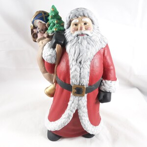 Hand Painted Ceramic Santa Holiday Christmas Decor Vintage With Sack Of Toys