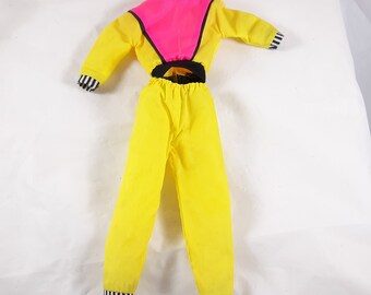Vintage Barbie Ken Active Wear Yellow Pink Track Suit Exercise Suit Windbreaker