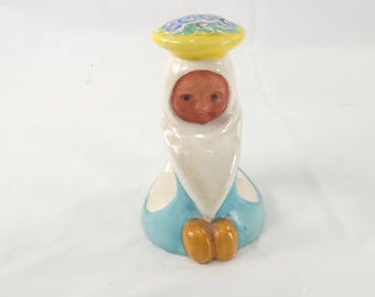 Vintage Erphila Germany Ceramic Flower Girl Napkin Ring Figurine