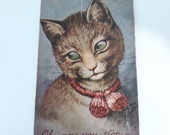 Cat Animal Postcard Pet c1910 Arthur Thiele Eyes Look Cute Cat Antique