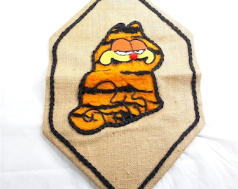 Garfield Cat Folk Art Handmade Vintage Banner