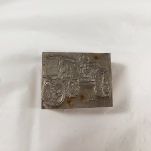 Tractor Farming Advertisement Vintage Printing Press Metal Wood Block