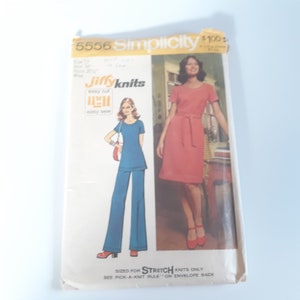 Simplicity 5556 Jiffy Knits Dress Tunic Pants Bust 34 Size 12 Waist 26.5 Cut