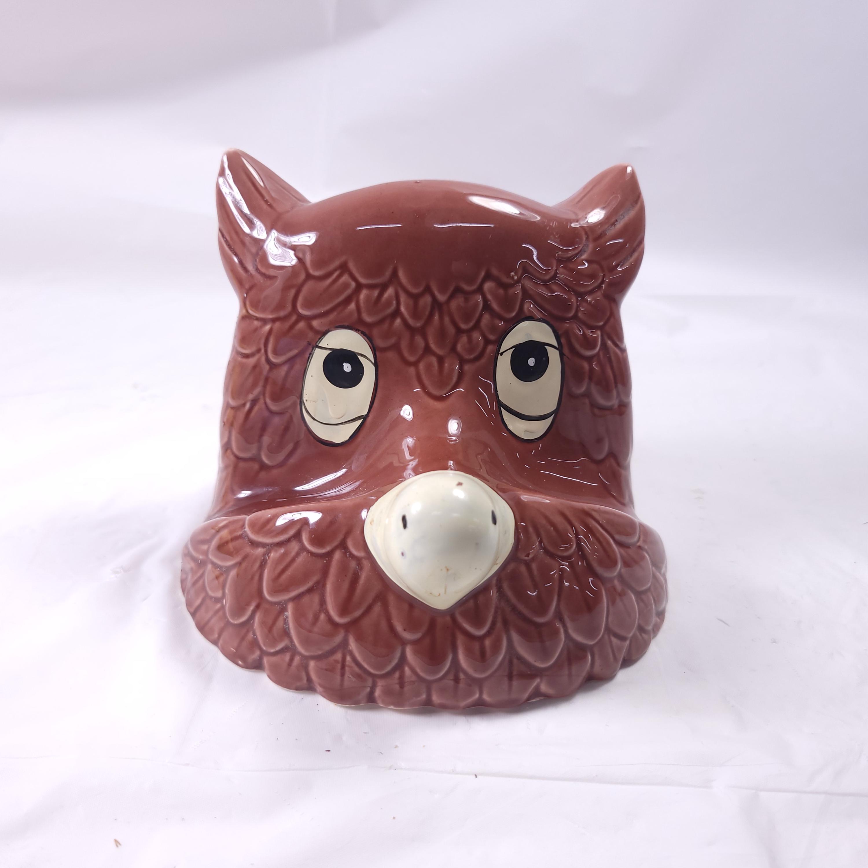 Enesco Imports Owl Head Piggy Bank Glasses Holder Ceramic Vintage