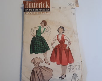 Butterick 7029 Teenage Separates Blouse Skirt Weskirt Size 10 Pattern Cut