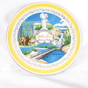 Yellowstone National Park Souvenir Plate Ceramic Vintage