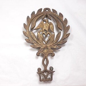 Vintage Metal Eagle Perching on Heart Trivet