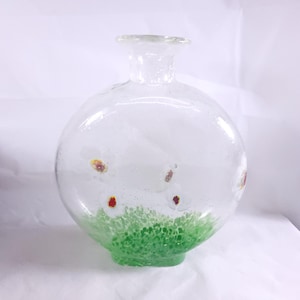 Vintage Art Glass Millefiori Floral Vase Hand Blown