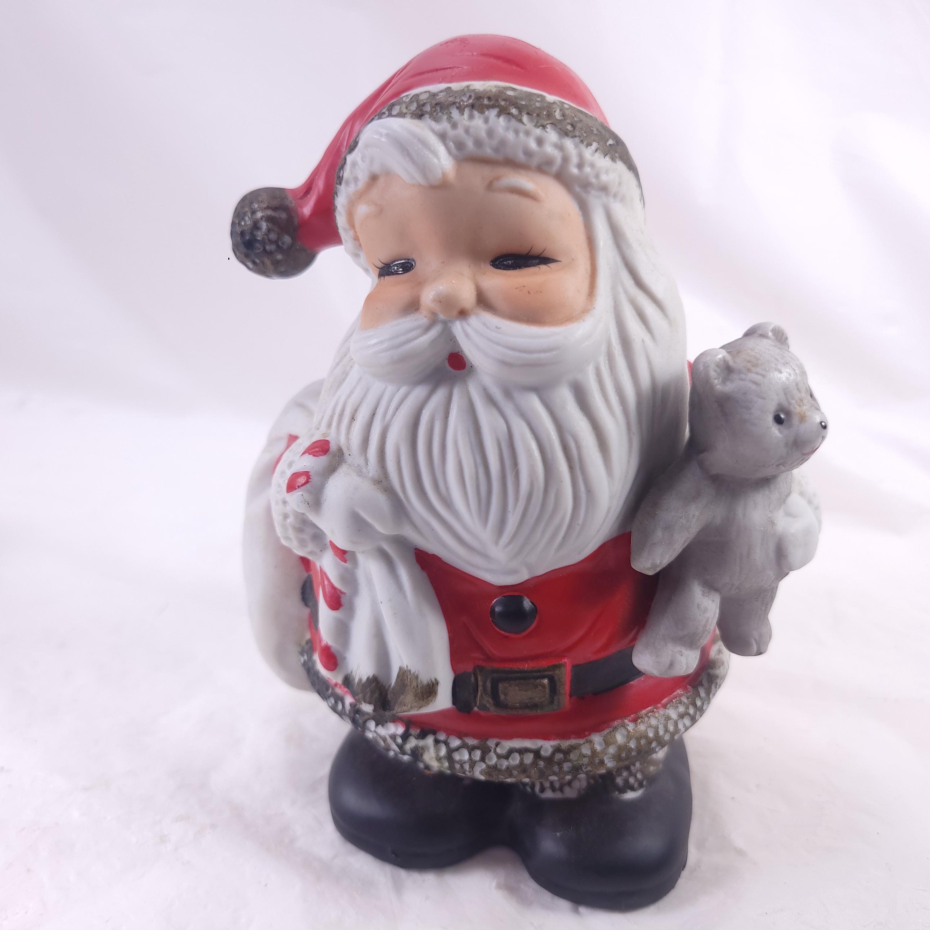 Vintage Santa Claus With Toy Bag Teddy Bear Christmas Holiday