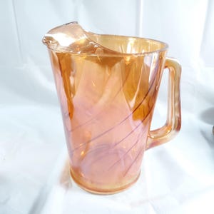 Vintage Glass Peach Iridescent Pitcher Glass