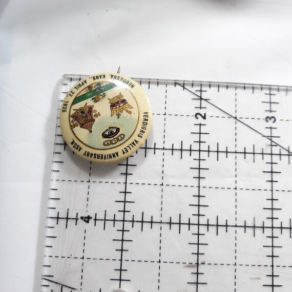 Order Of The Odd Fellows Pinback Button Verdigris… - image 3