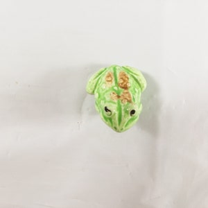 Miniature Frog Green Ceramic Vintage