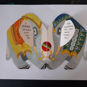 Vintage Elephants Birthday Card Hallmark Used Circus Theme