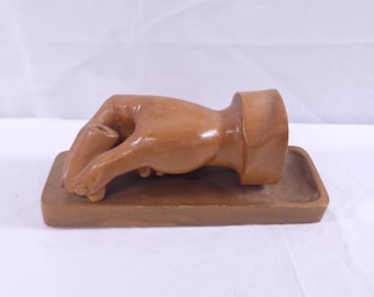 Hand Carved Hand Pen Holder Desktop Organizer Vintage