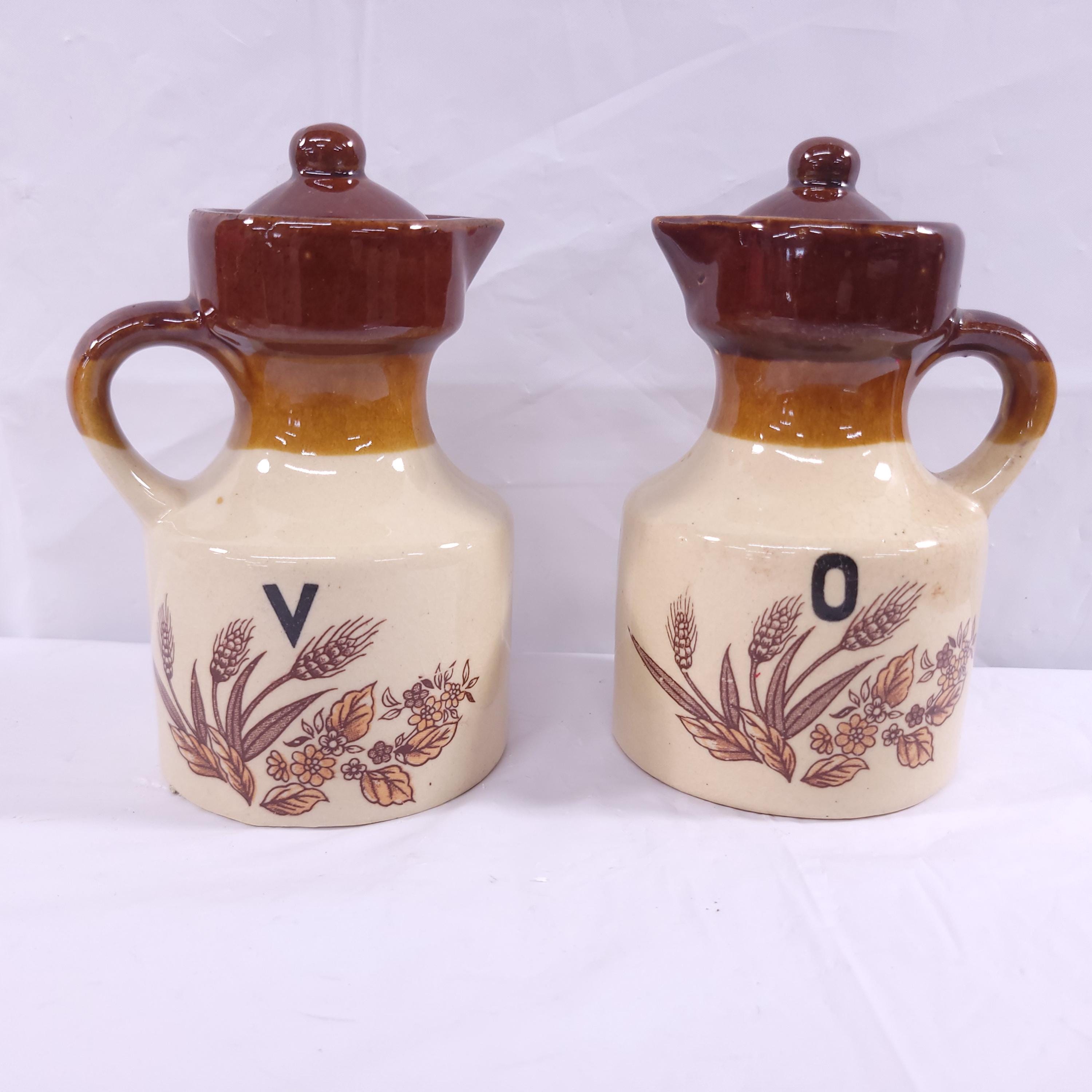 Vintage Country Collection Oil and Vintager Brown Beige Wheat Stoneware