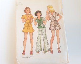 Simplicity 6305 Girl Front Wrap Top Short Skirt Pattern Size 10 Bust 28.5 Cut