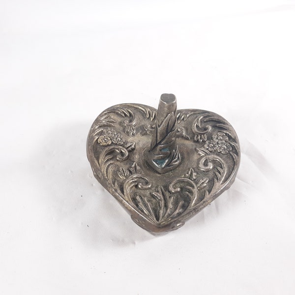 Vintage Jewelry Ring Holder Heart Signed Godinger Silver 1992 Decorative