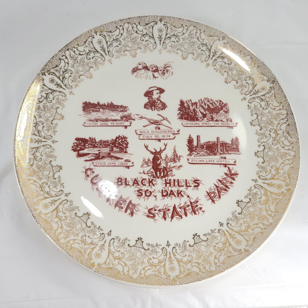 Vintage Custer State Park Souvenir Plate South Dakota Black Hills Gold ...