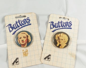 Boxed In Buttons Jean Harlow and Marlene Dietrich Vintage