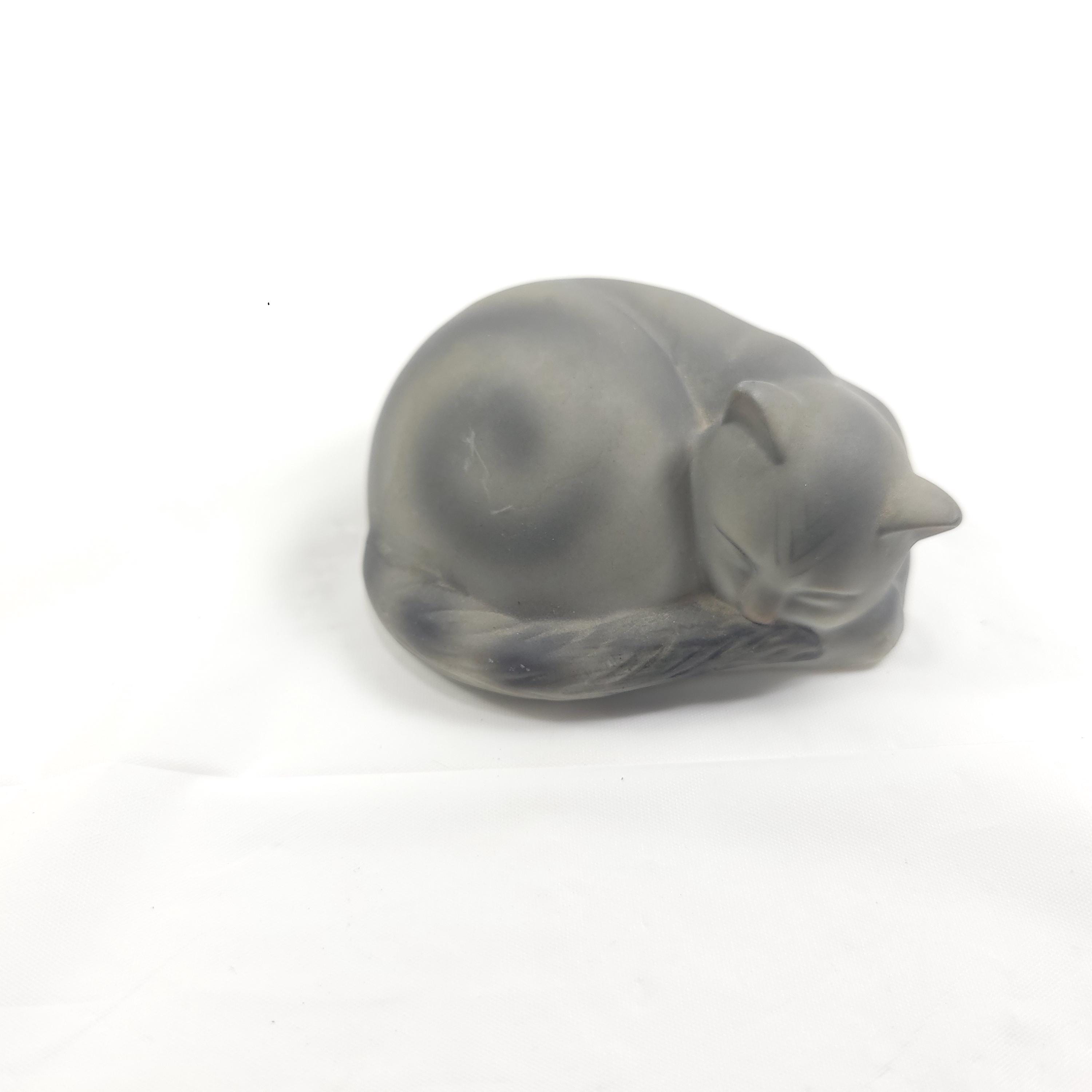 Vintage Black Porcelain Sleeping Cat - Etsy