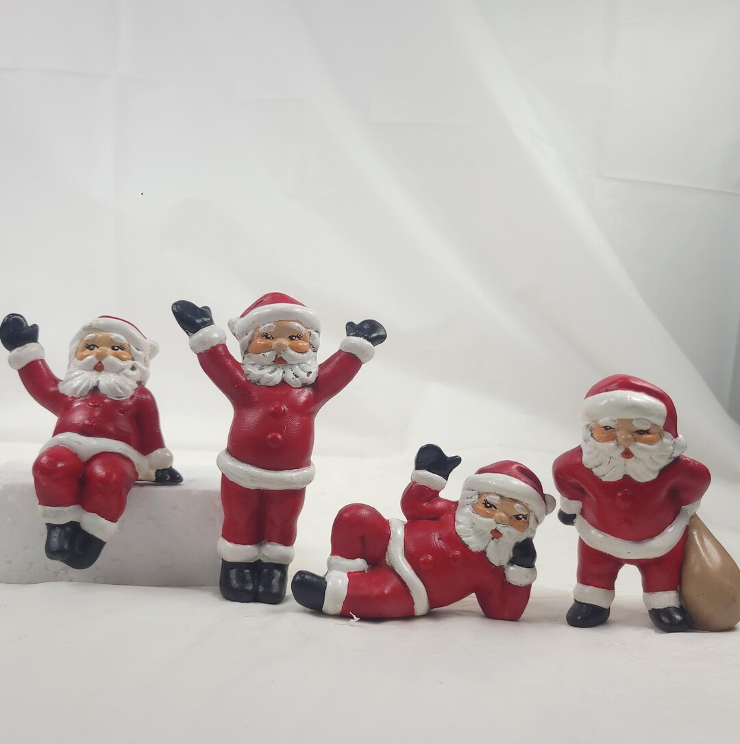 Small Santa Figurines Ceramic Waving Sitting Laying Hand Painted ...