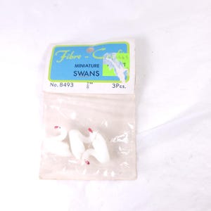 3pc Swans Fibre-Craft No. 8493 Vintage Small Miniature Swan Birds