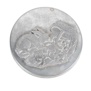 Easter Rabbit Bunny Tin Decor Piece Pewter Vintage Spring