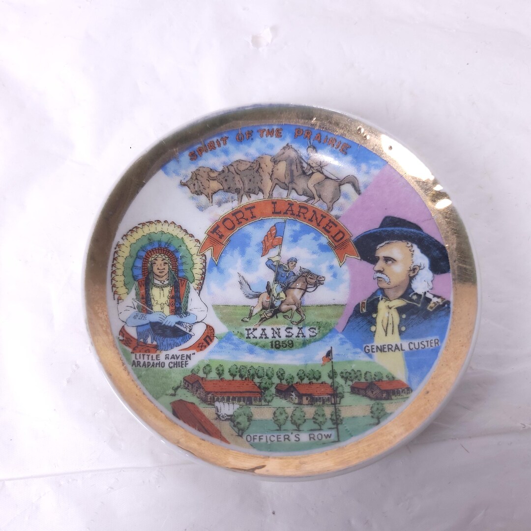 Vtg Small Fort Larned Kansas Souvenir Plate Spirit of the Prairie ...