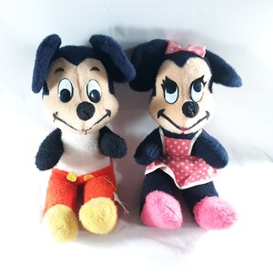 Mickey and Minnie Walt Disney Vintage Plush Plastic Eyes