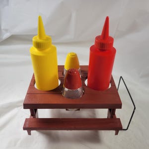 Gemco Picnic Table Set Salt Pepper Napkins Ketchup Mustard Holder Vtg Camping