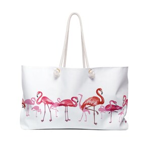 Bolsa de fim de semana Flamingo, perfeita para viagens à praia, viagens, academia, dias de piscina e escapadelas de fim de semana, bolsa de verão estilosa