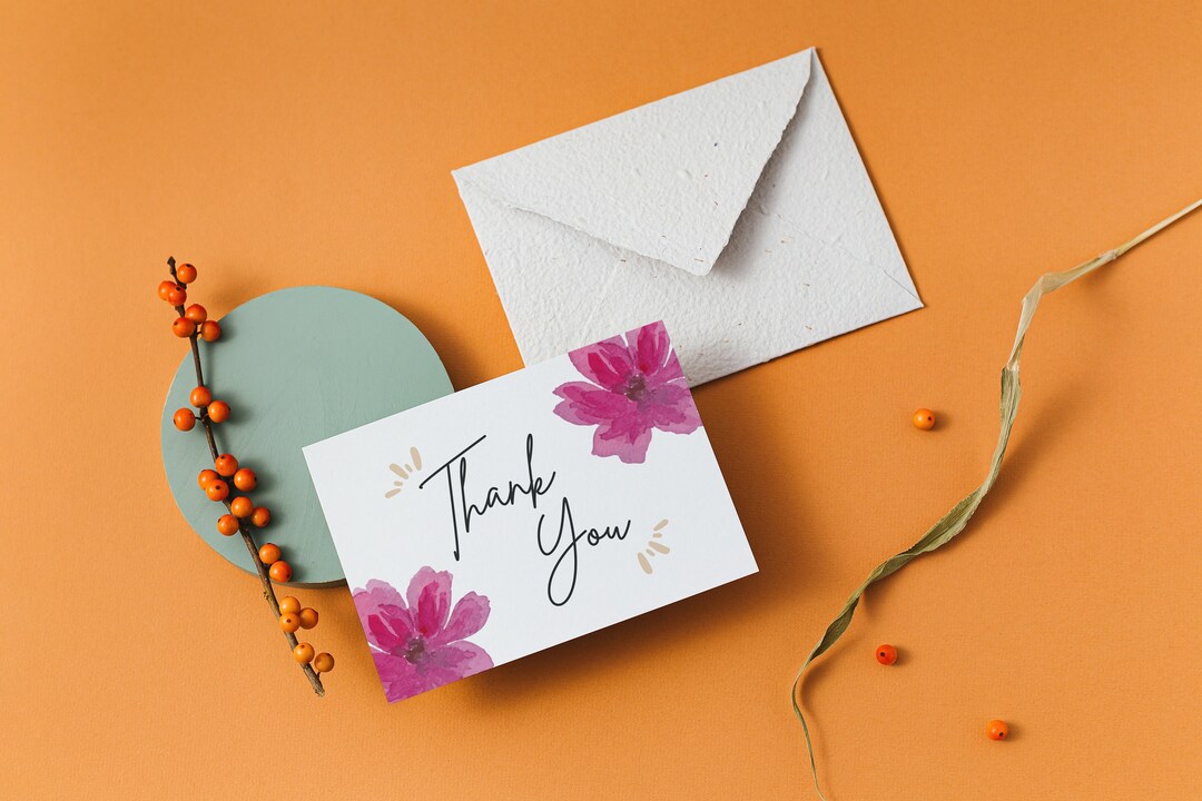 Printable Thank You Card Flower Thank You Card Digital Etsy