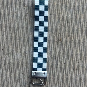 Black/White Checkered Keychain