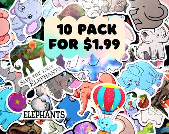 10 pcs Elephant Tumbler Stickers Save The Elephany Stickers for Laptops, Water Bottle, Macbook, Windows Laptop, Car, Decal