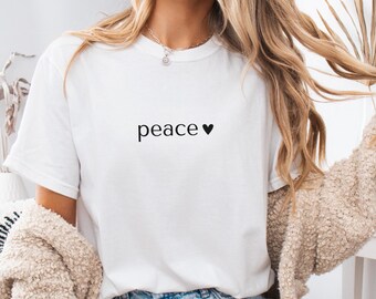 Camiseta minimalista de la paz, camiseta con texto estético, camiseta gráfica sencilla, camiseta de autocuidado, camiseta de salud mental, conjunto para chica dulce, regalo de amor propio