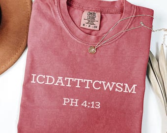 Camiseta cristiana Filipenses 4:13, Camiseta "Todo lo puedo en Cristo que me fortalece", Camiseta con temática religiosa, Camiseta con versículo bíblico inspirador, Regalo religioso