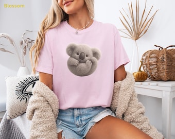 Cute Koala T-Shirt, Kawaii Animal Shirt, Soft Aesthetic Tee, Cute Bear Graphic Tee, Unisex Kids & Women Shirt, Cozy Animal Design
