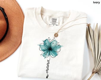 Minimalist Mama Flower T-Shirt – Personalized Mom Shirt – Floral Line Art Tee – Custom Name Gift for Mom – Aesthetic Mom Shirt