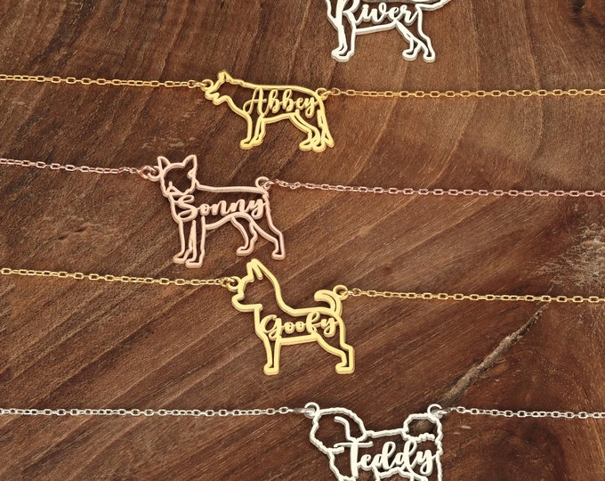 Custom-Made Dog Name Necklace in Gold - Celebratory Pet Jewelry, Ideal for Dog Lovers, Perfect Women's Gift